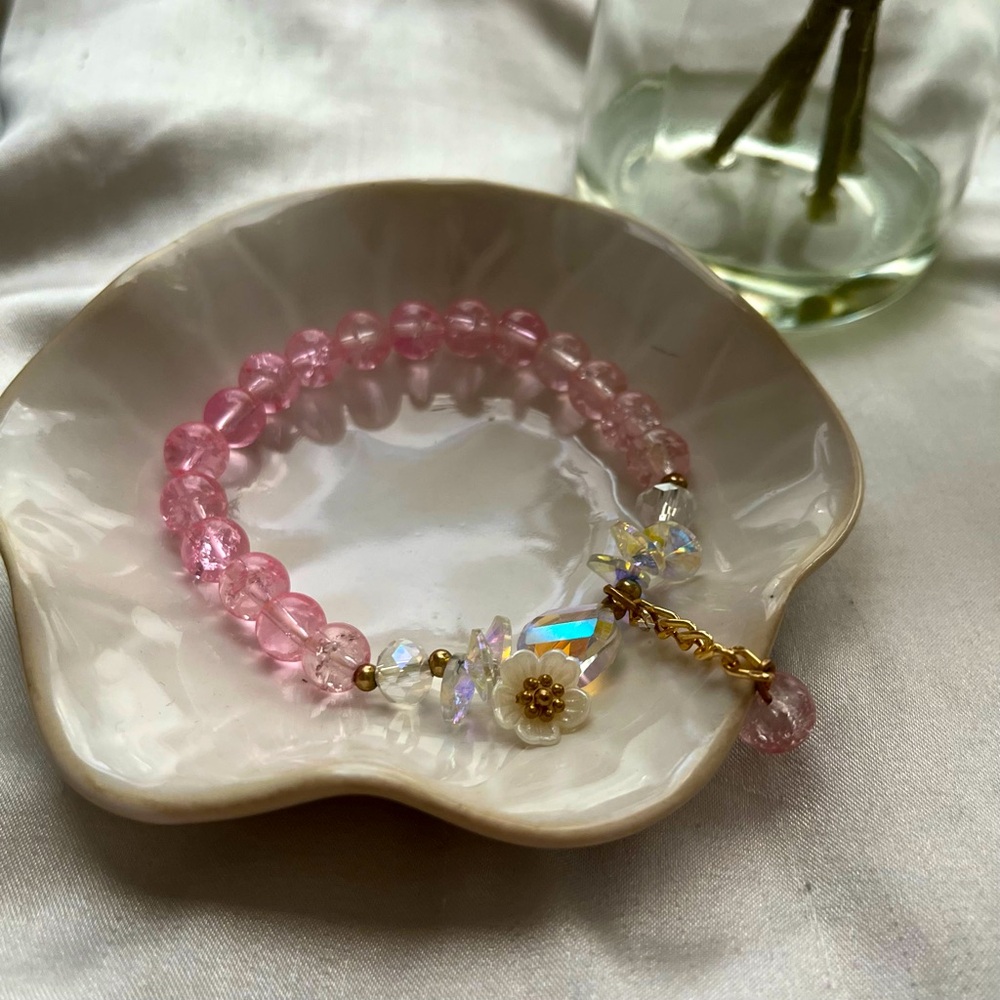 Handmade Pink Beaded Bracelet